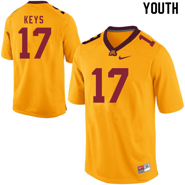 Youth #17 Gage Keys Minnesota Golden Gophers College Football Jerseys Sale-Gold